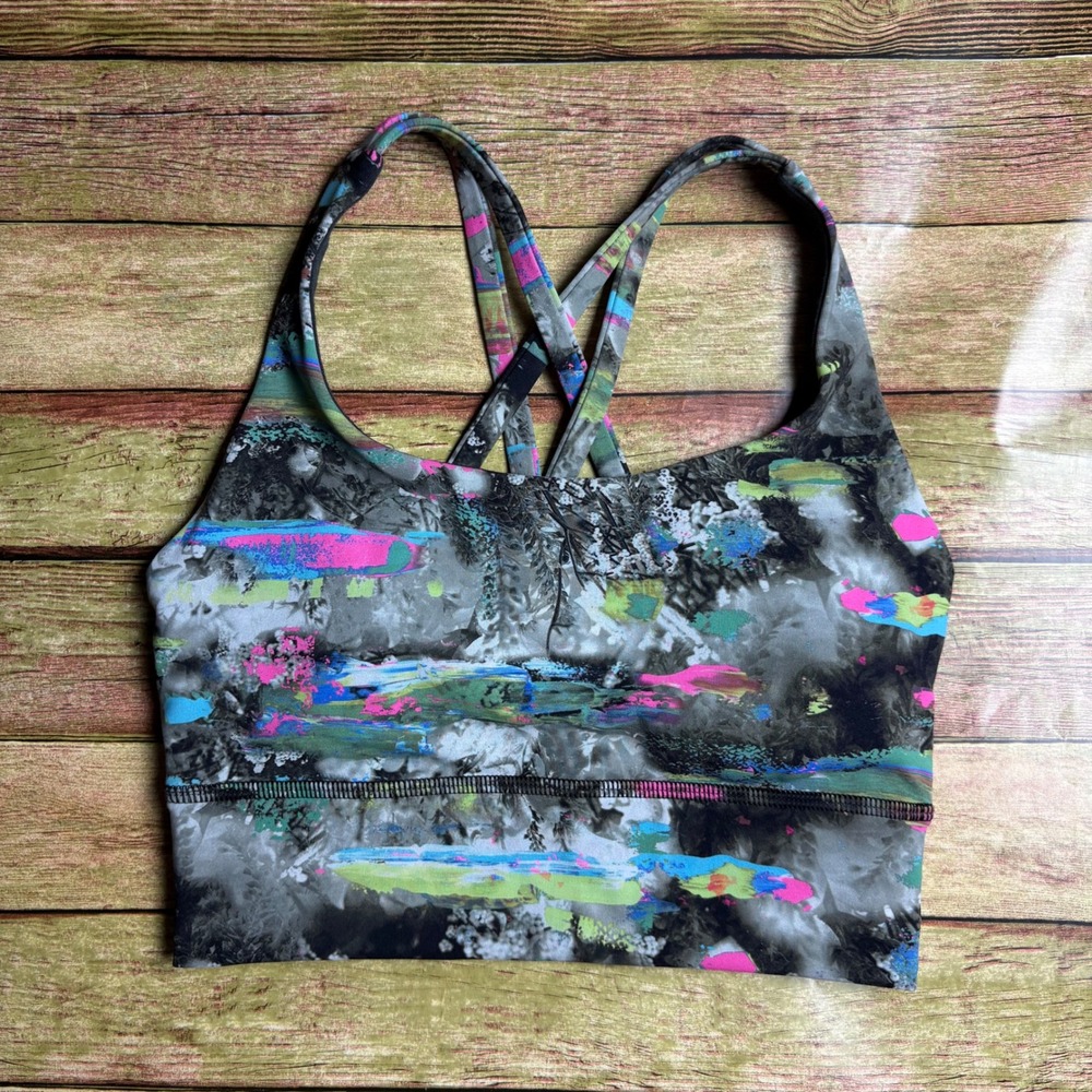 Lululemon‎ Paint Drift Multi Energy Longline Bra Abstract Splatter Size 2